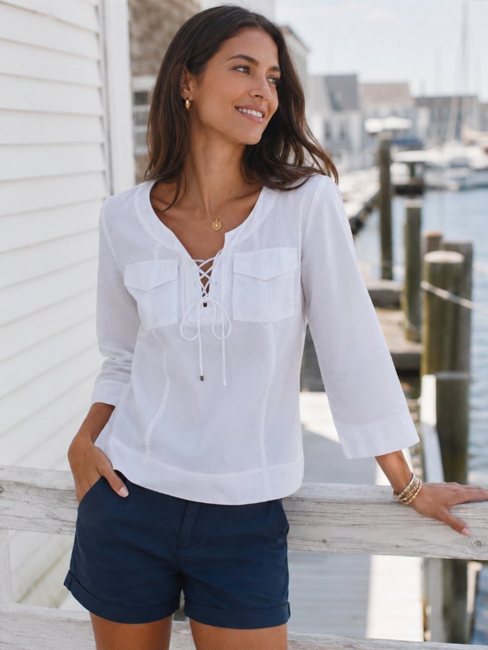 Diane Von Furstenberg White Lace-Up Popover Tunic